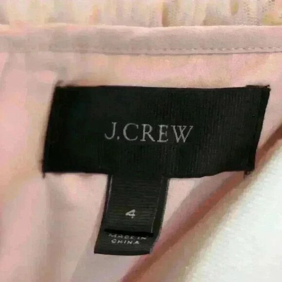 J.Crew Pink Ruffle Tulle Midi Dress in "Ashen Clay" w/Gold Velvet Detail Size 4 - Picture 4 of 9